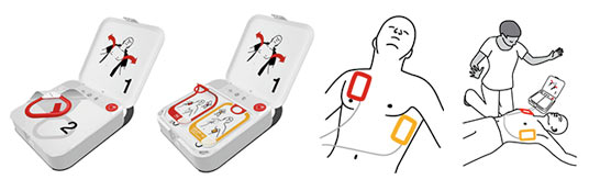 AED Cabinet - Lifepak CR2 Essential Fully Auto AED - Portable Automatic External Defibrillator