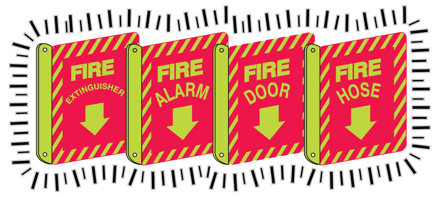 Double Faced Luminous Signs - Fire Alarm W/Arrow