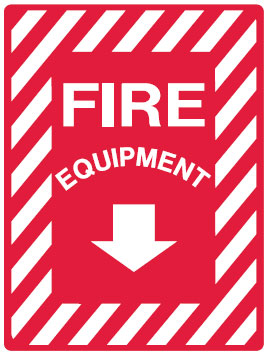 Standard Fire Signs  - Fire Equipment (Striped Border) Arr/D