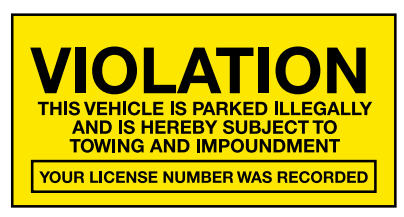 Parking Control Labels - Violation, 150 x 76mm
