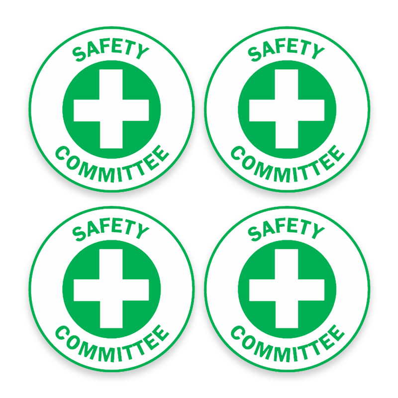 Safety Hard Hat Labels - Safety Committee, Pack of 4