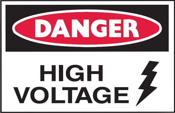 Graphic Safety Labels On A Roll - High Voltage W/Picto