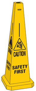 Safety Floor Cone/Sign - Safety First Yellow 89cm