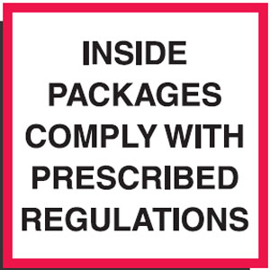 Shipping Labels - Inside Packages Comply With Prescribed Regulations