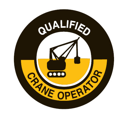 Safety Hard Hat Labels - Qualified Crane Operator, Pack of 4