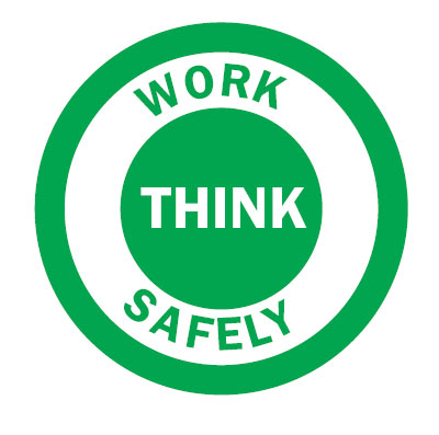 Safety Hard Hat Labels - Work Think Safely, Pack of 4