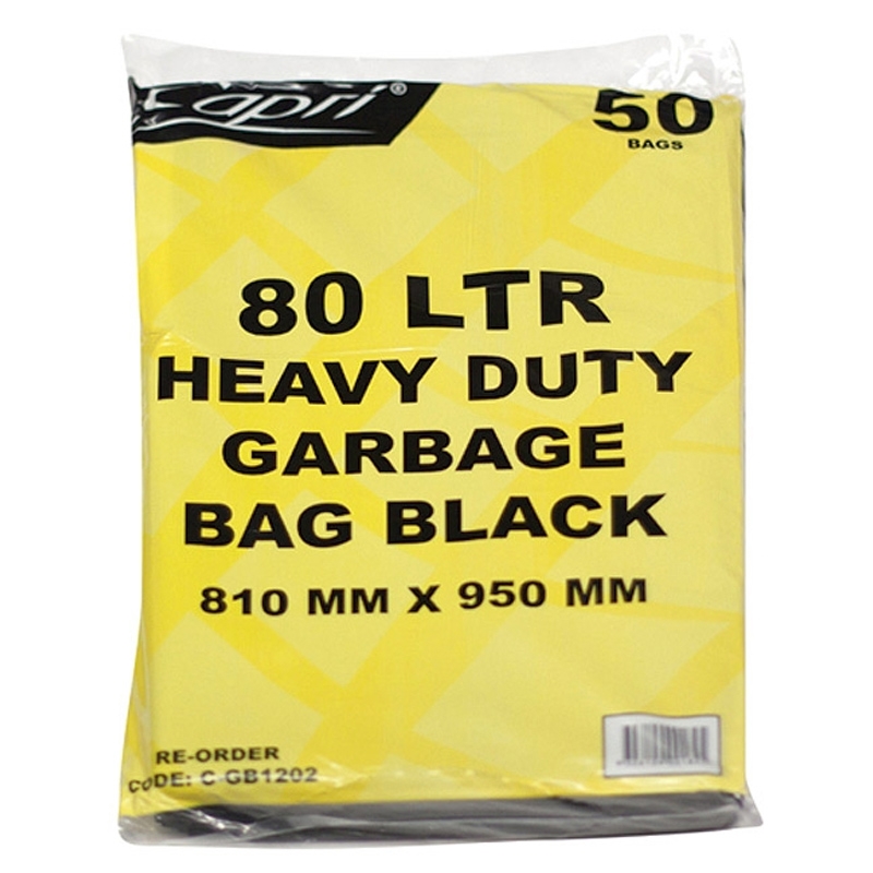 Heavy Duty Garbage Bags Bin Liner, 80L Capacity, Pack of 50