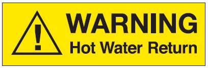 Pipe Warning Markers - Warning Hot Water Return
