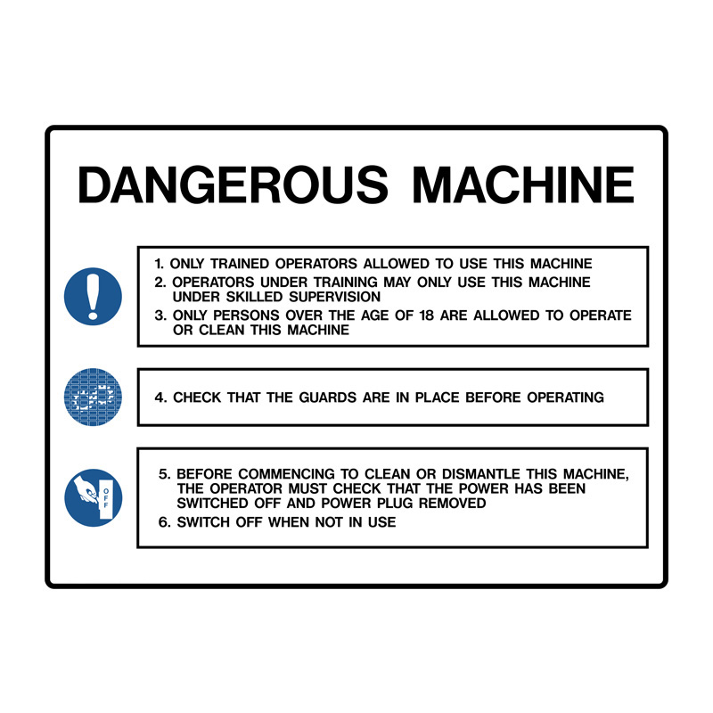 Food Safety Signs - Dangerous Machine