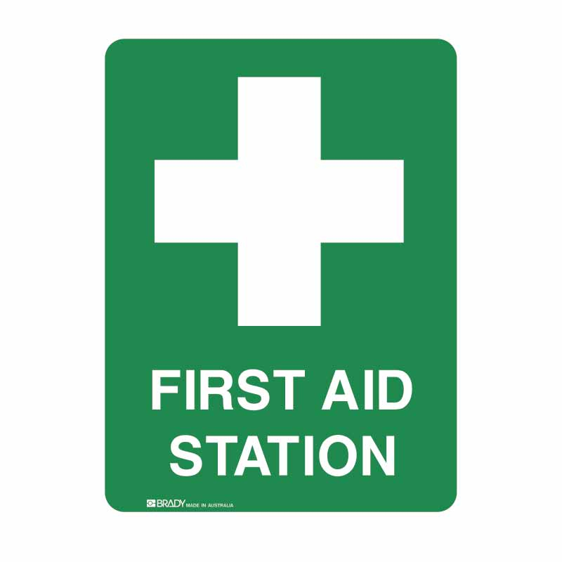First Aid Signs - First Aid Station (Self-Adhesive Vinyl) H125 x W90mm