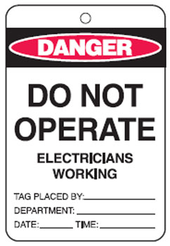 Economy Safety Tags - Do Not Operate Electricians Working