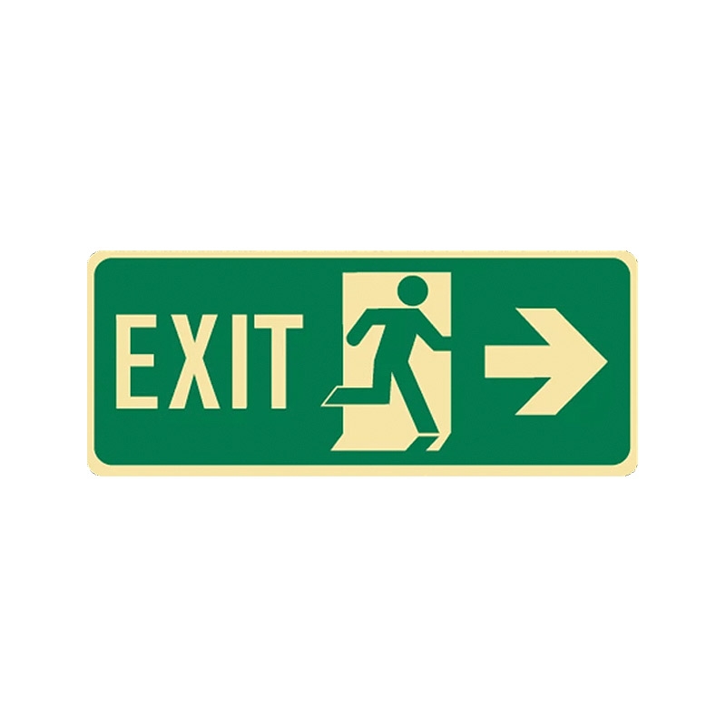 Exit And Evacuation Floor Signs - Luminous Exit with Running Man Pictorial, 440mm (W) x 180mm (H)