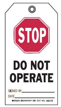 Graphic Safety Tags - Stop Do Not Operate