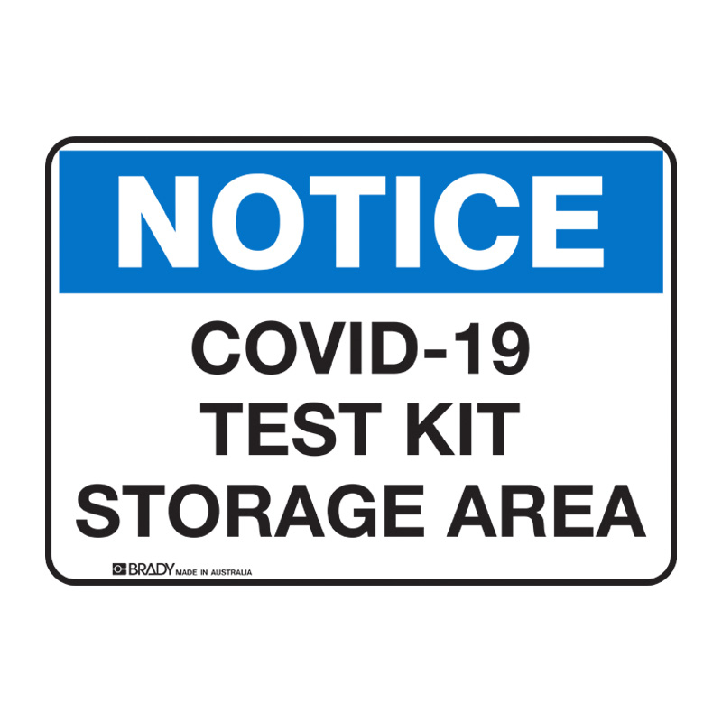 Notice Sign - COVID-19 Test Kit Storage Area Sign, 225 x 300mm, Poly