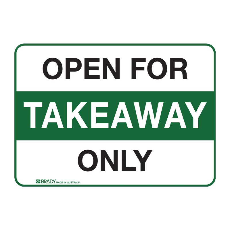 Open Sign - Open for Takeaway Only, 180 x 250mm, SS