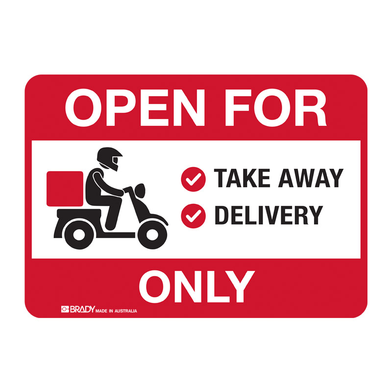 Open Sign - Open for Takeaway and Delivery Only, 225 x 300mm, Poly