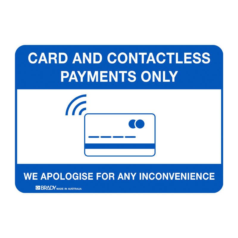 Card and Contactless Payments Only Sign, 180 x 250mm, SS