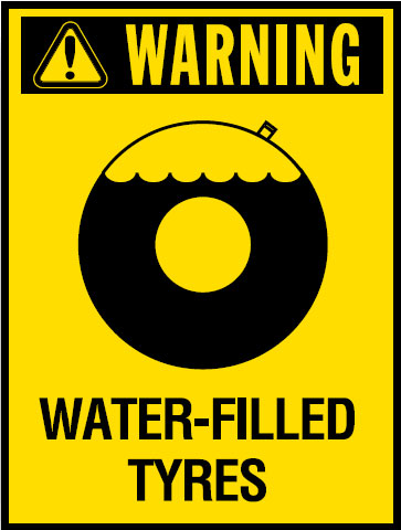 Vehicle Safety Reminder Labels - Water Filled Tyres
