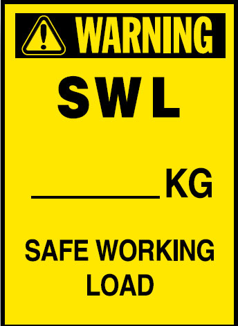 Vehicle Safety Reminder Labels - Swl_Kg Safe Working Load