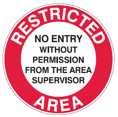 Safety Floor Marker - No Entry Without Permission From The Area Supervisor