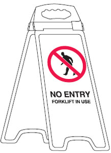 Deluxe Floor Stands - White, No Entry Forklift In Use