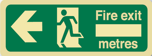 Luminous Emergency Exit Sign with Picto Left Arrow, 450mm (W) x 180mm (H), Self Adhesive Polyester