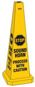 Safety Floor Cone/Sign - Stop Sound Horn with Caution Yellow 89cm