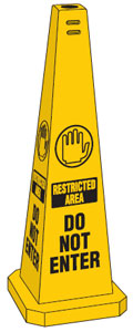 Safety Floor Cone/Sign - Restricted Area Do Not Enter Yellow 89cm