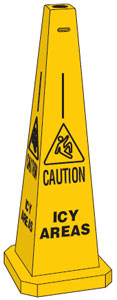 Safety Floor Cone/Sign - Icy Areas Yellow 89cm