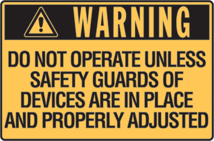 Graphic Safety Labels On A Roll - Do Not Operate Unless Safety Guards Of Devices Are In Place And Properly Adjusted