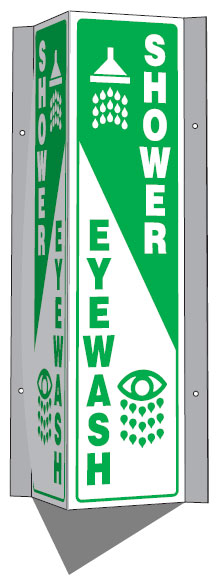 3 & 4 Way View First Aid Signs - Emergency Eyewash Keep Area Clear