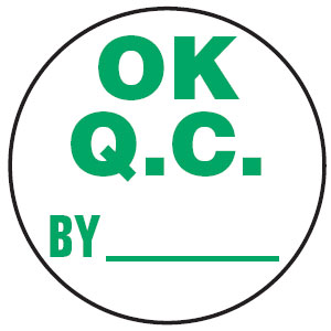 Pre-Printed Paper Labels - Ok Q.C. By