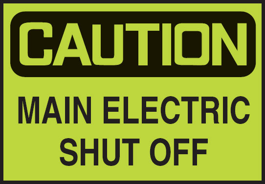 Glow Electricity Safety Label  - Main Electric Shut Off