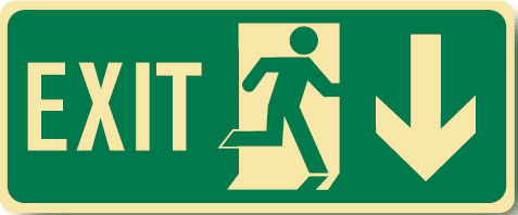 Luminous Emergency Exit Sign with Picto, 450mm (W) x 180mm (H), Self Adhesive Polyester
