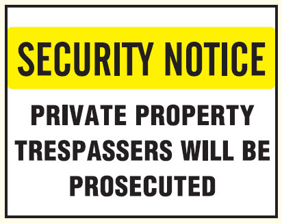 See Thru Security Labels - Private Property Trespassers Will Be Prosecuted