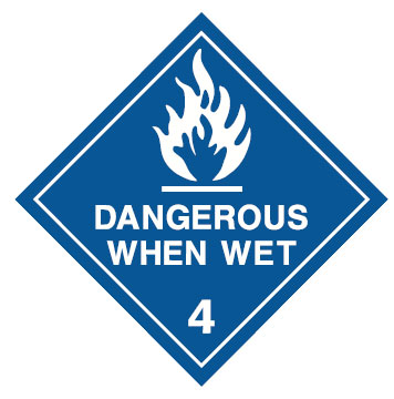 Dangerous Goods Markers  - Dangerous When Wet 4