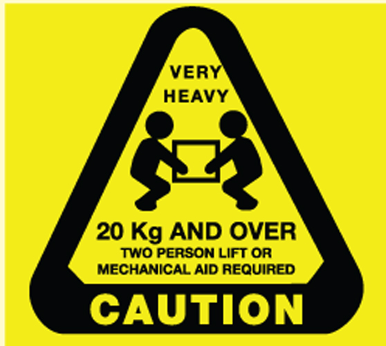 Heavy Labels - Caution 20Kg and Over, Roll of 250 Labels