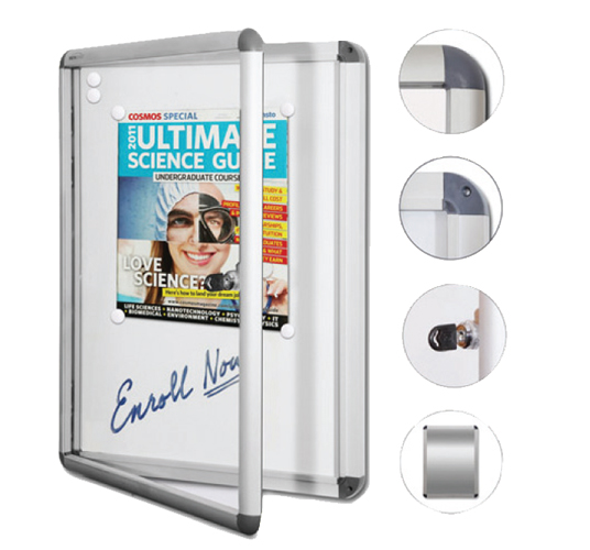 Visionchart Lockable Magnetic Notice Case - Small