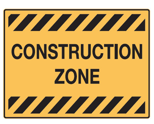 Building Site Sign Polypropylene - Construction Zone