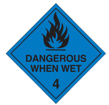 Hazardous Material Placards, Label - Dangerous When Wet 4