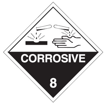Hazardous Material Placards, Label - Corrosive 8
