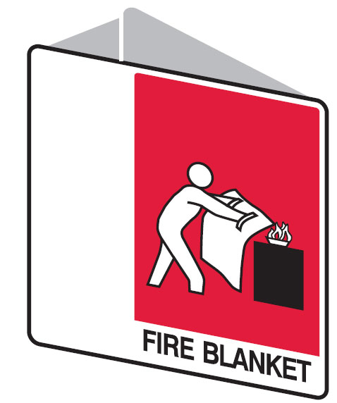 3D Fire Safety Sign - Fire Blanket (with Picto) - 225x225mm POLY
