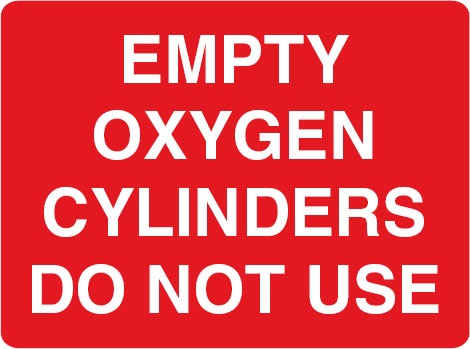 Cylinder Status Signs - Empty Oxygen Cylinders Do Not Use