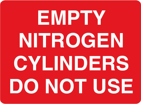 Cylinder Status Signs - Empty Nitrogen Cylinders Do Not Use