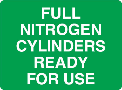 Cylinder Status Signs - Full Nitrogen Cylinders Ready For Use