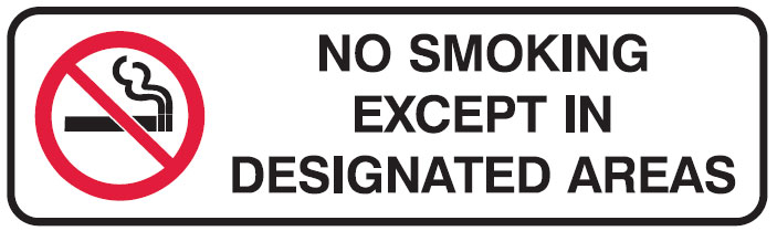 Mini Graphic Signs - No Smoking Except In Designated Areas