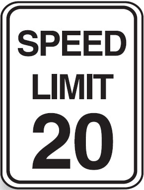 Traffic Control Signs - Speed Limit 20 km /h