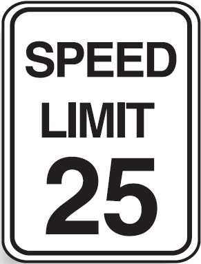 Traffic Control Signs - Speed Limit 25 km /h