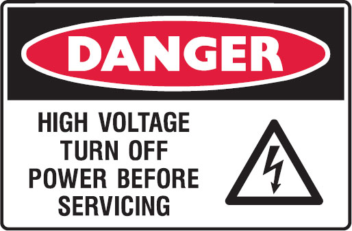 Graphic Warning Signs - High Voltage Turn Off Power Before Servicing