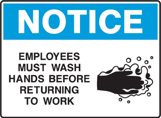 Notice Signs - Employees Must Wash Hands Before Retuning To Work